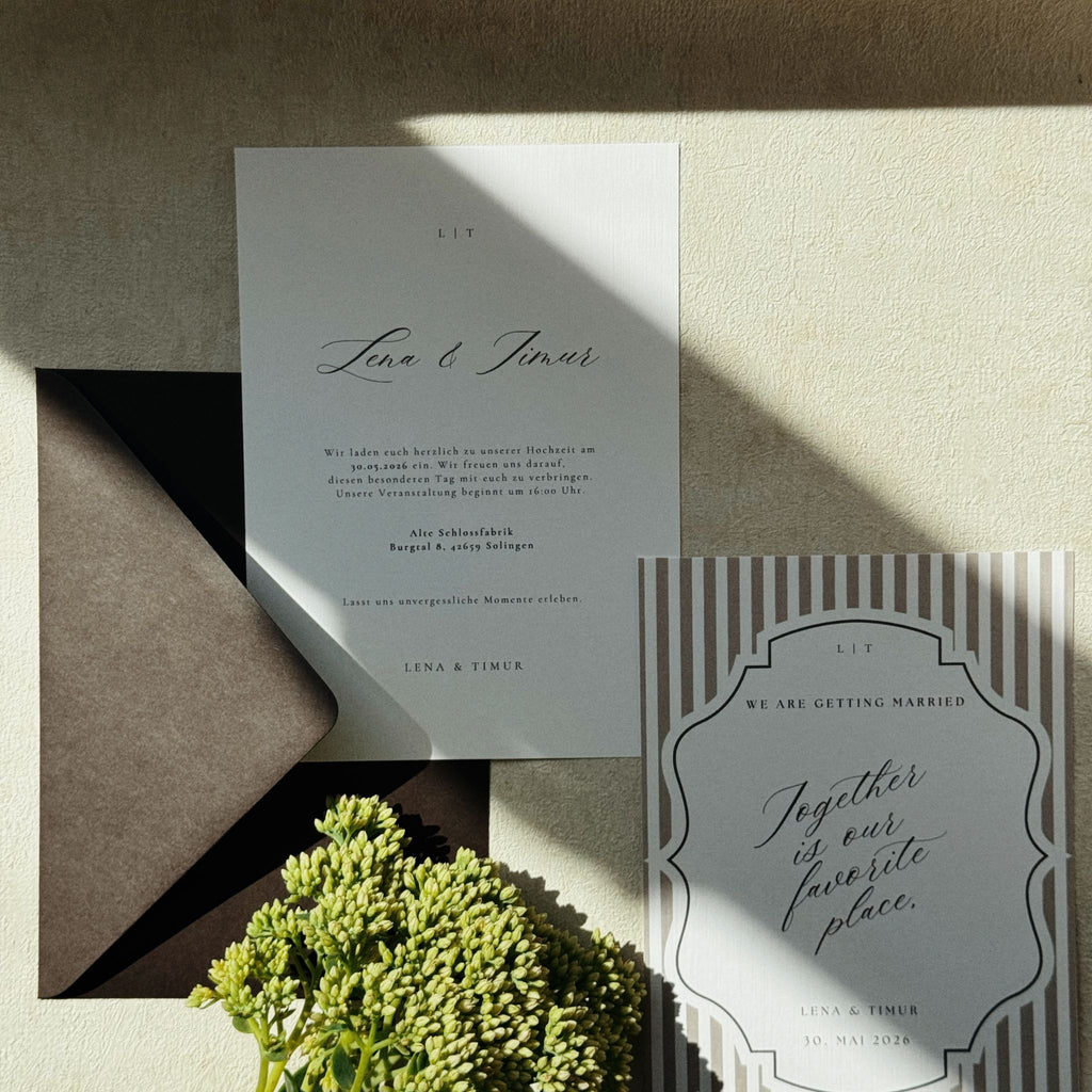 Hochzeitseinladung mit edlem Umschlag – Modern Chic