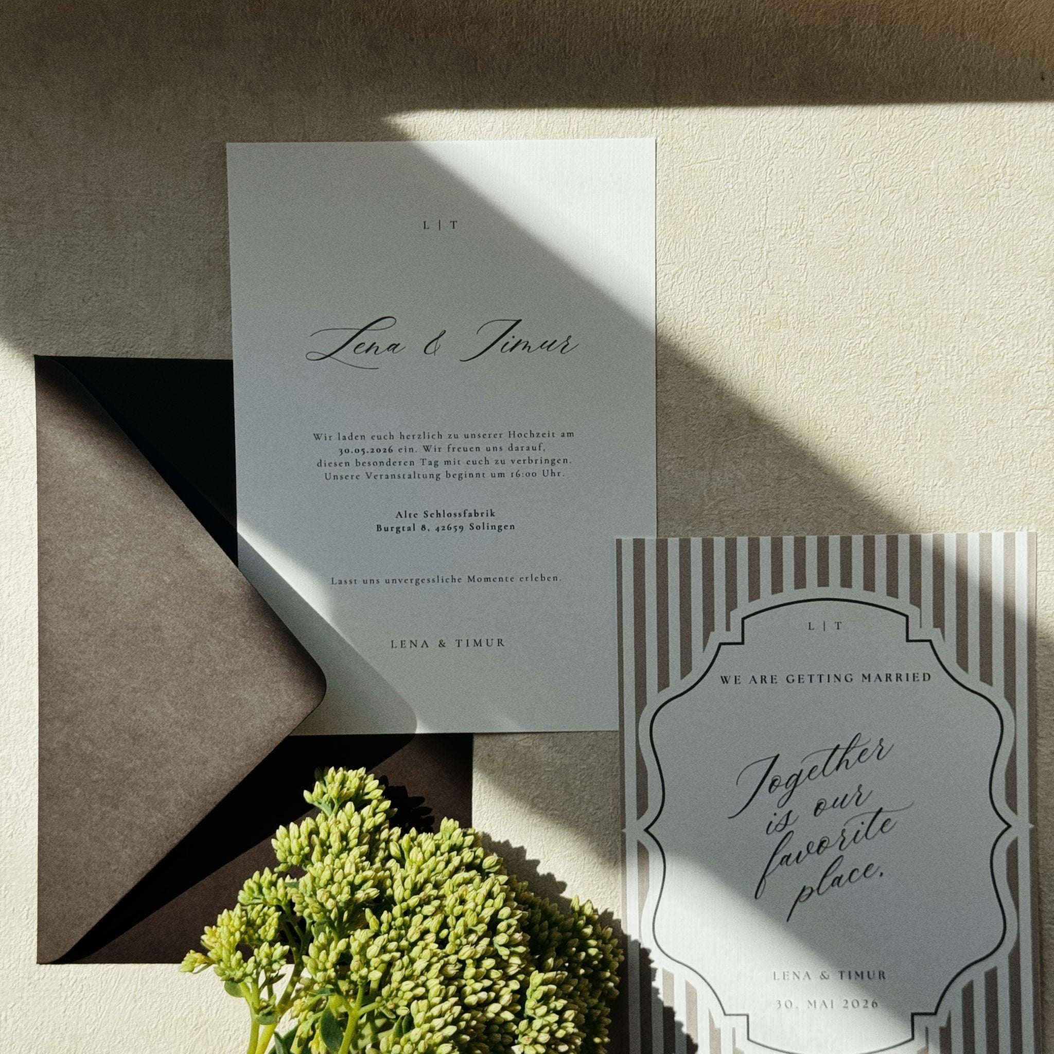 Hochzeitseinladung mit edlem Umschlag – Modern Chic